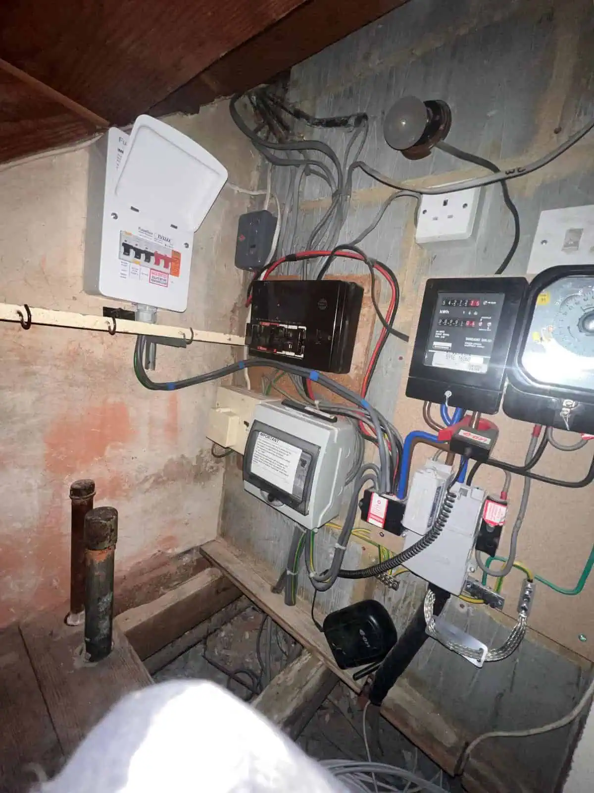 Finished domestic rewiring showcasing neat and compliant electrical installations