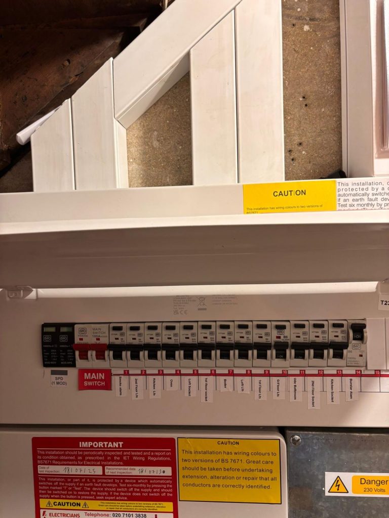 New consumer unit installed following failed EICR