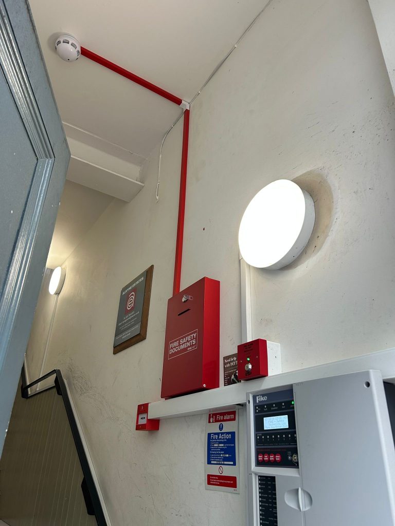 Fire alarm control panel installed in London apartment building