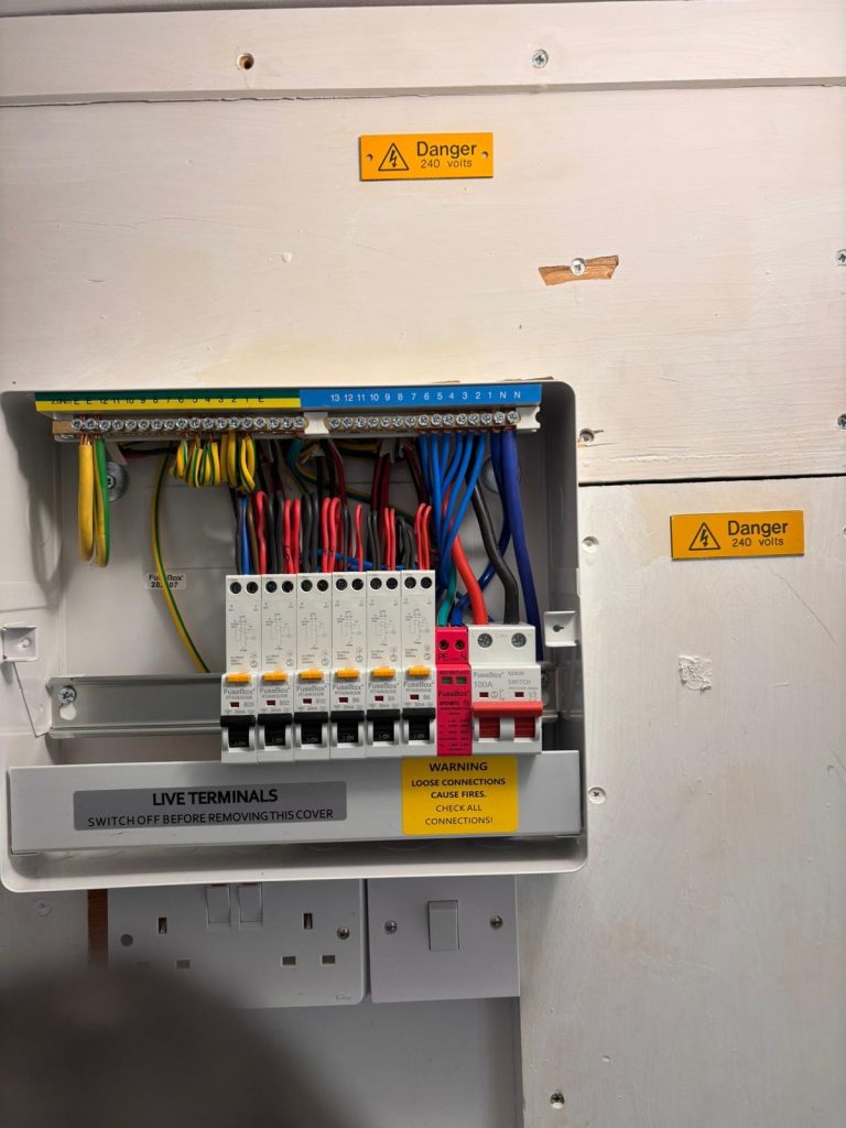 Upgraded fuseboard installed to improve electrical safety in a London home